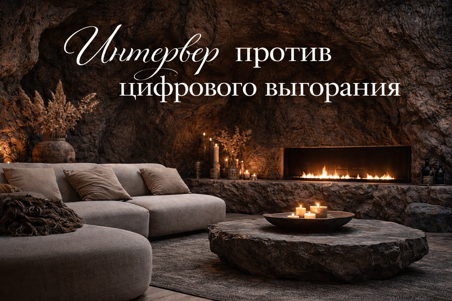 Интерьер в каменной пещере