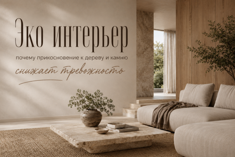 Эко интерьер - почему прикосновение к дереву и камню снижает тревожность